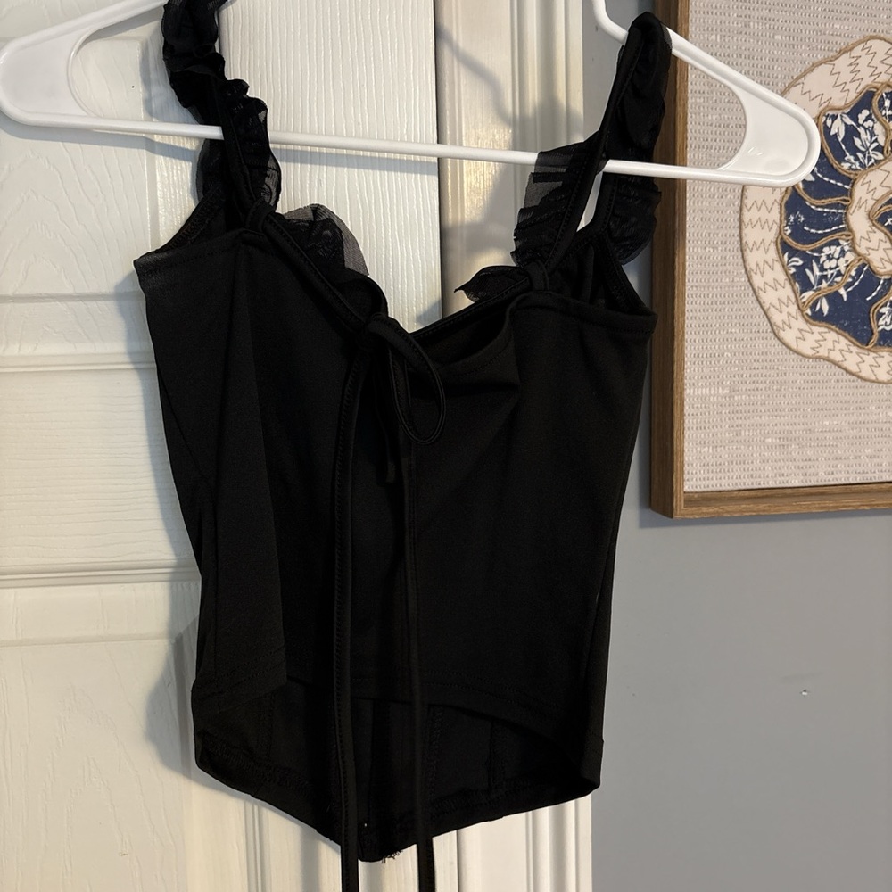 SHEIN Black Lace Trim Bodysuit